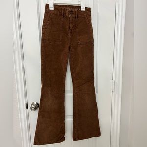 Brown corduroy flare pants